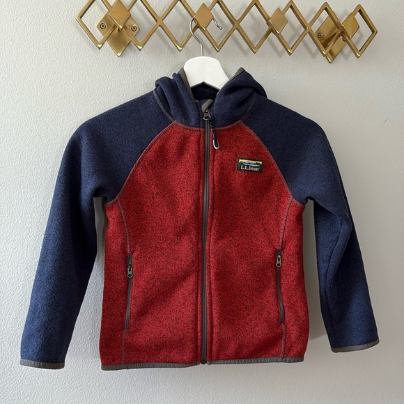 Kids' L.L.Bean's Sweater Fleece, Hooded Colorblock - Picture 1 of 4